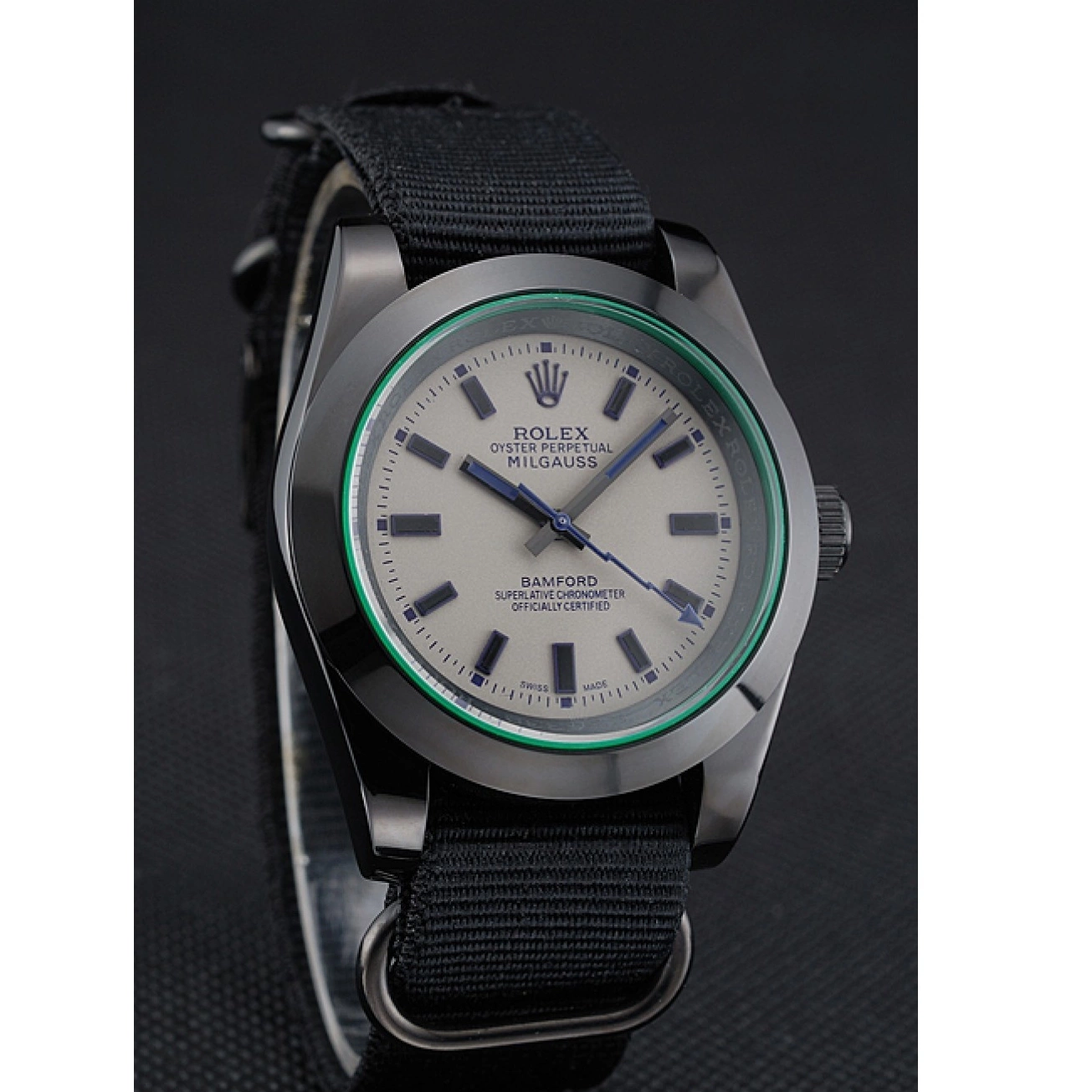 Aaa replica watch Milgauss Nylon Strap 622000 Rolex Black Bamford 0701